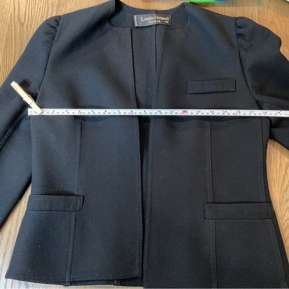Vintage Louis Feraud Paris Black 100% Wool Open Boucle Blazer Size 40 Medium EUC - Picture 12 of 13